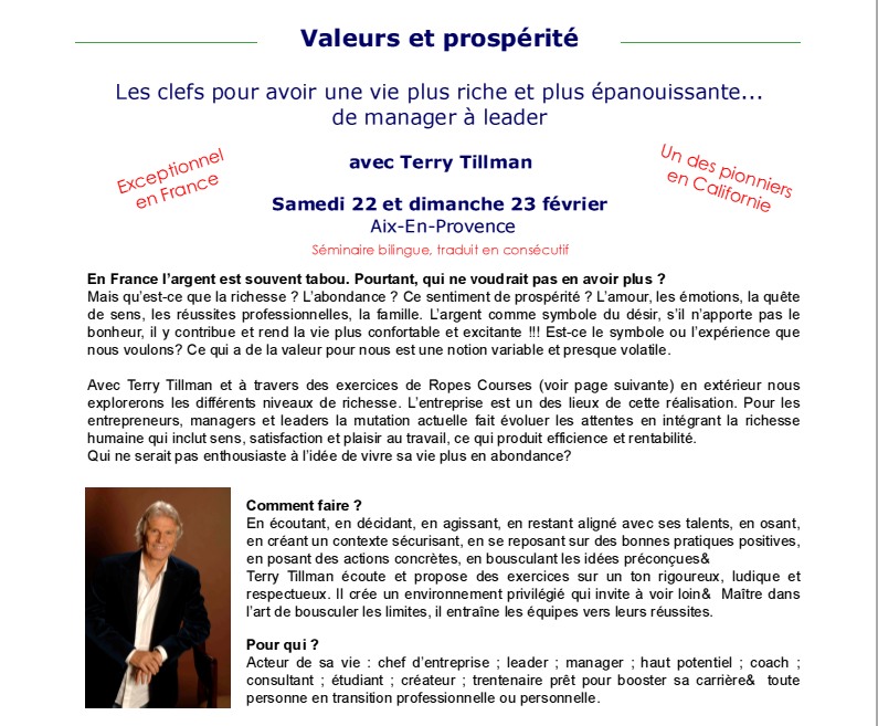 Séminaire Terry Tillman